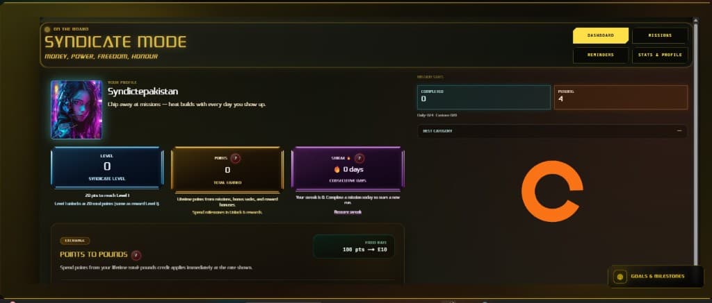 SYNDICATE MODE DASHBOARD